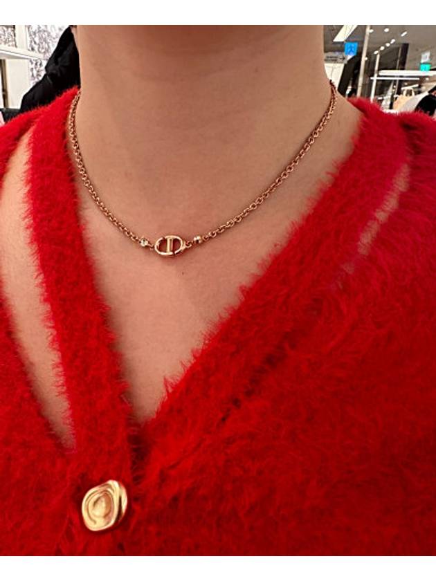 CD Navy Crystal Necklace Pink Dior