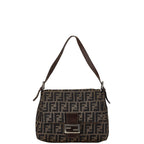Fendi Canvas Leather Mamma Bucket Shoulder Bag