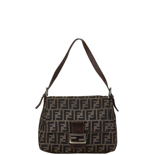 Fendi Canvas Leather Mamma Bucket Shoulder Bag