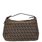 Fendi Zucchino Mini Boston Handbag Canvas Leather