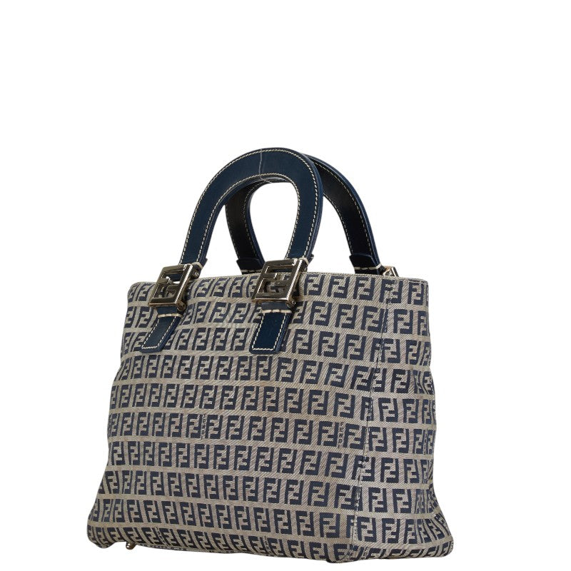 Fendi Zucchino Canvas Leather Handbag 26793