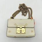 GUCCI Grained Calfskin Bee Star Small Padlock Shoulder Bag White  2505092204