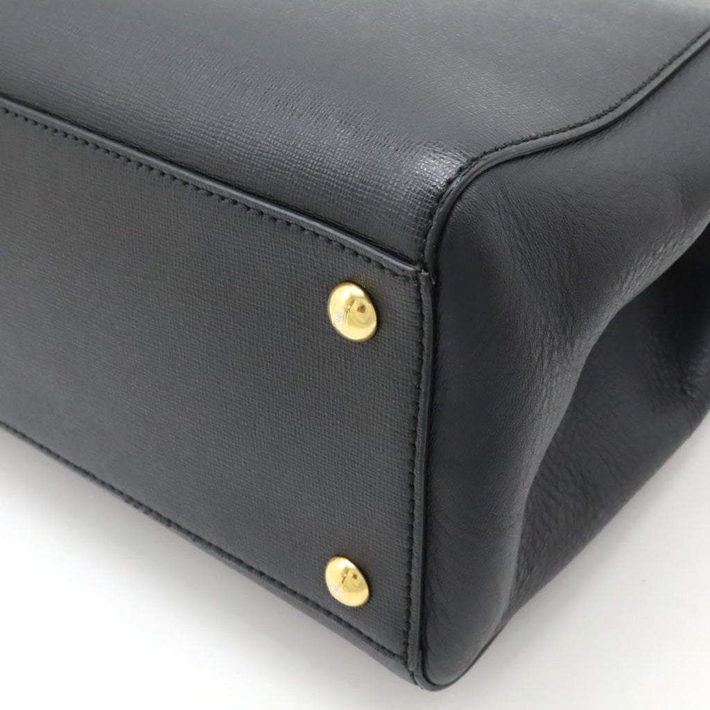 Fendi Leather Petite 2Jours Handbag Black