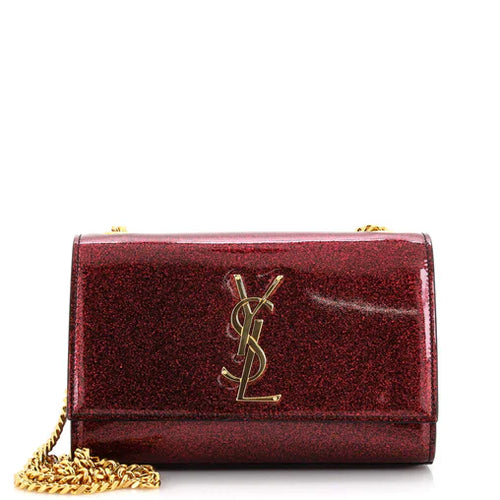 SAINT LAURENT - Classic Monogram Crossbody Bag Glitter Patent Small