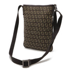 Fendi Zucchino Canvas Leather Shoulder Bag