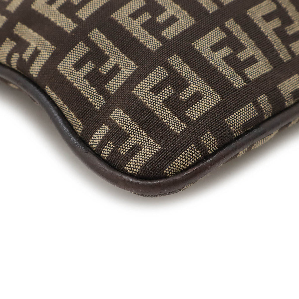 Fendi Zucchino Canvas Leather Shoulder Bag