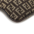 Fendi Zucchino Canvas Leather Shoulder Bag