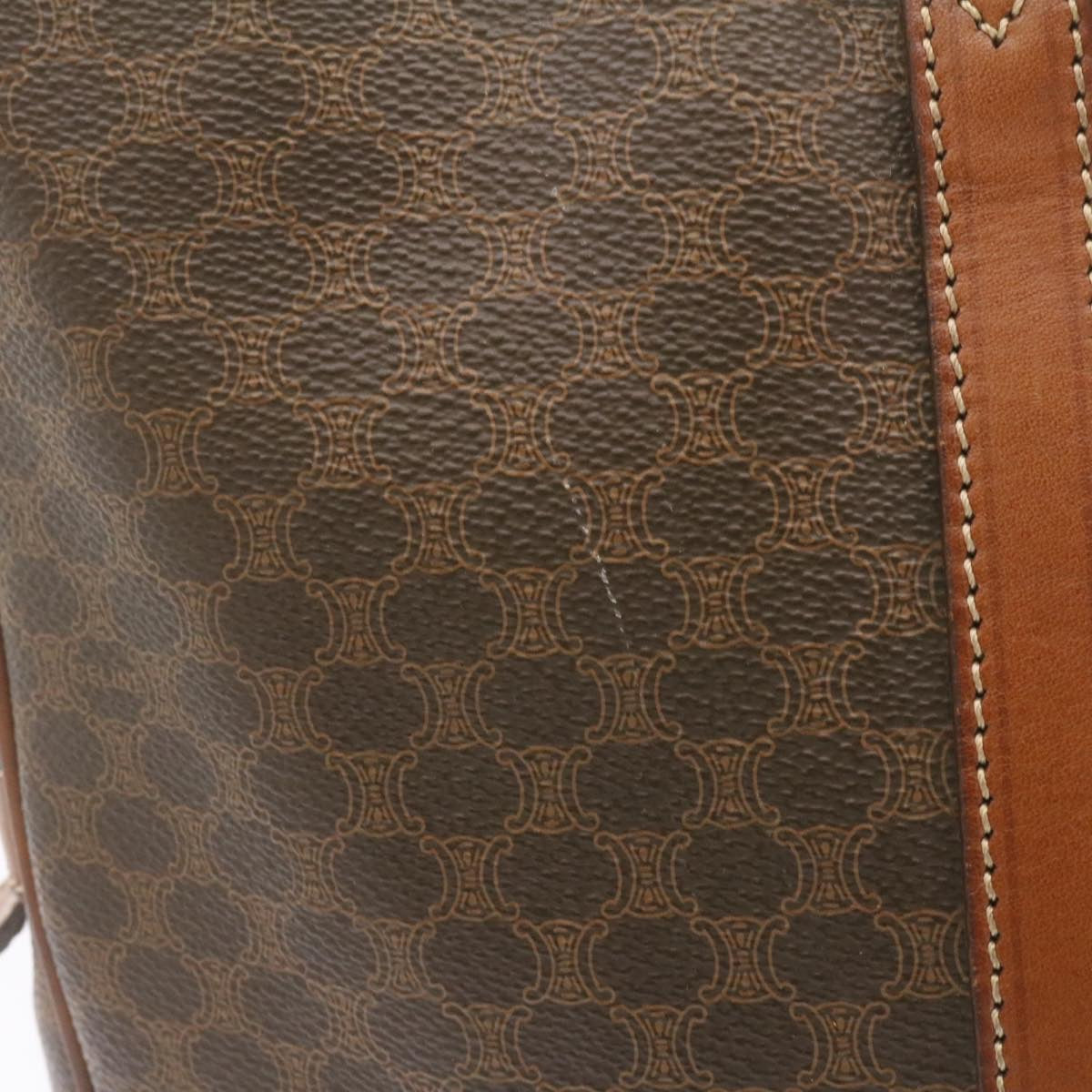 CELINE Macadam Canvas Hand Bag PVC Leather Brown  22577