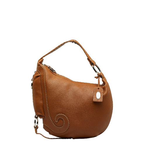 Fendi Selleria One-Shoulder Bag Brown Leather Ladies Fendi