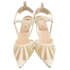 Fendi Beige Gold Colibri High Heel Pumps