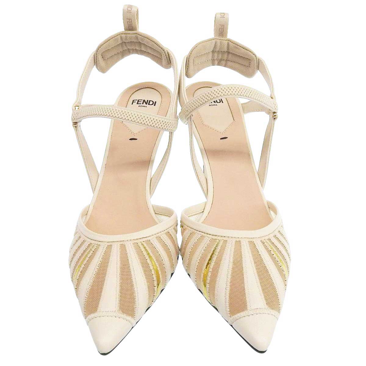 Fendi Beige Gold Colibri High Heel Pumps