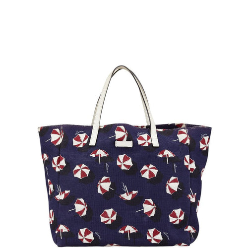 Gucci Umbrella Canvas Leather Tote Bag