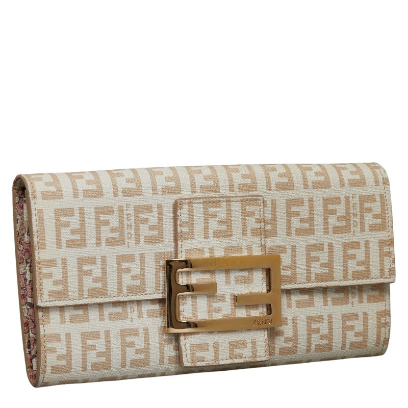 Fendi Zucchino Long Wallet Beige PVC Leather