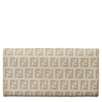 Fendi Zucchino Long Wallet Beige PVC Leather