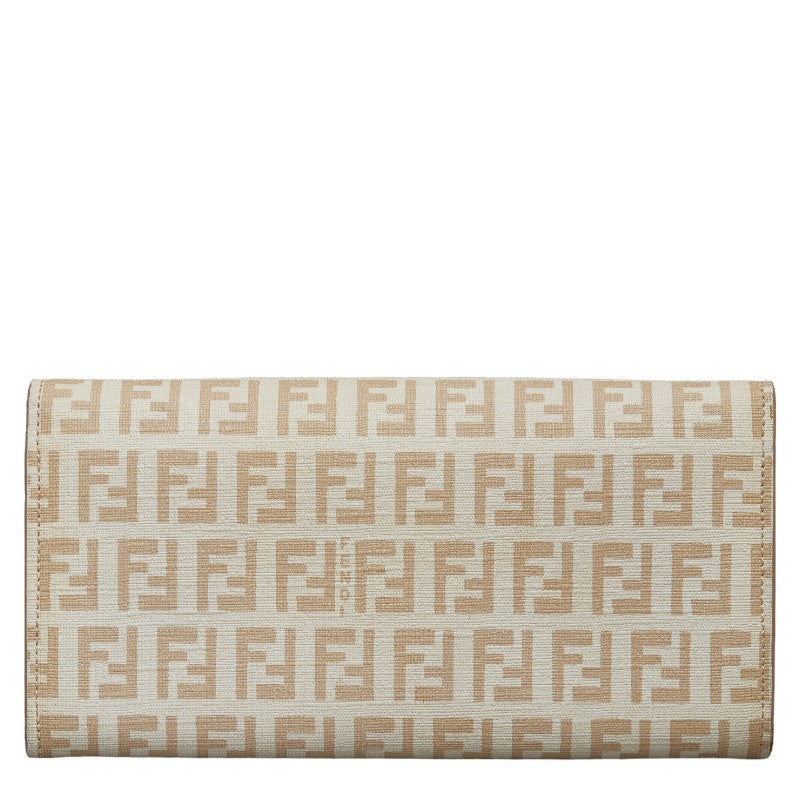Fendi Zucchino Long Wallet Beige PVC Leather