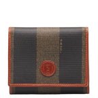 Fendi Pequin PVC Trifold Wallet 30959 Black Brown