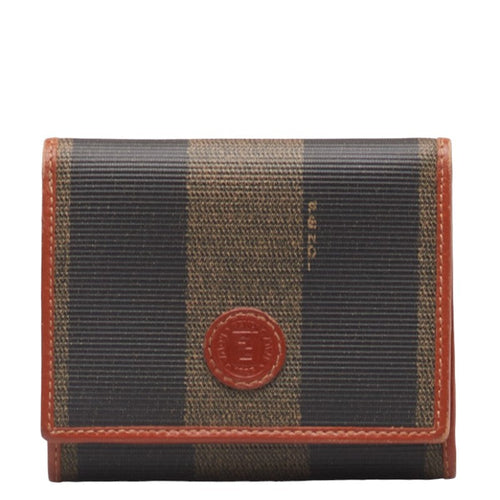 Fendi Pequin PVC Trifold Wallet 30959 Black Brown