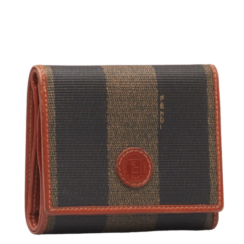 Fendi Pequin PVC Trifold Wallet 30959 Black Brown