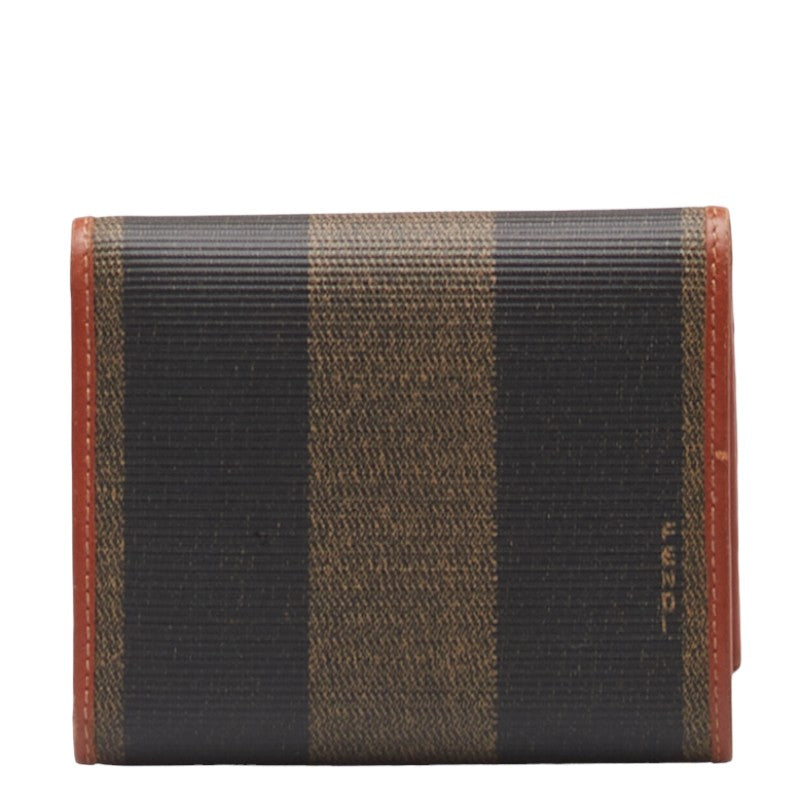 Fendi Pequin PVC Trifold Wallet 30959 Black Brown