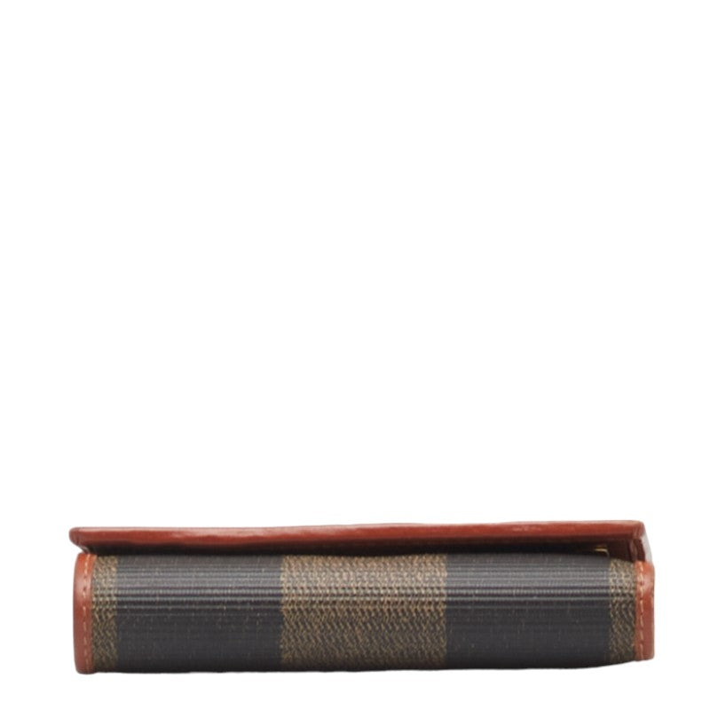 Fendi Pequin PVC Trifold Wallet 30959 Black Brown