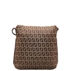 Fendi Zucchino Canvas Leather Shoulder Bag