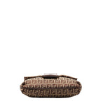 Fendi Zucchino Canvas Leather Shoulder Bag