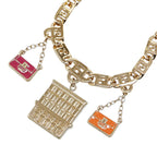 Fendi Gold Pink Orange Plated Necklace