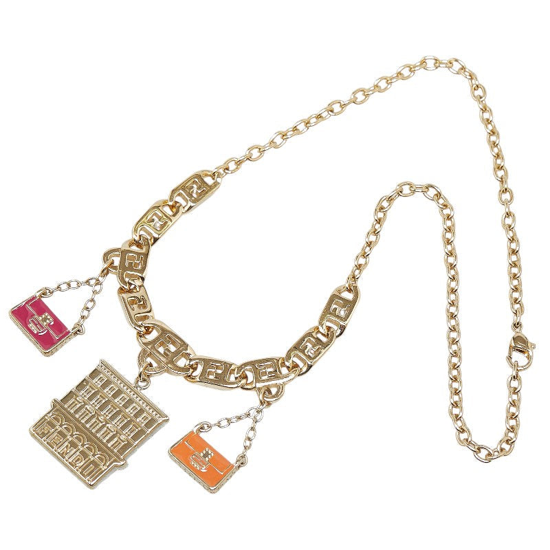 Fendi Gold Pink Orange Plated Necklace