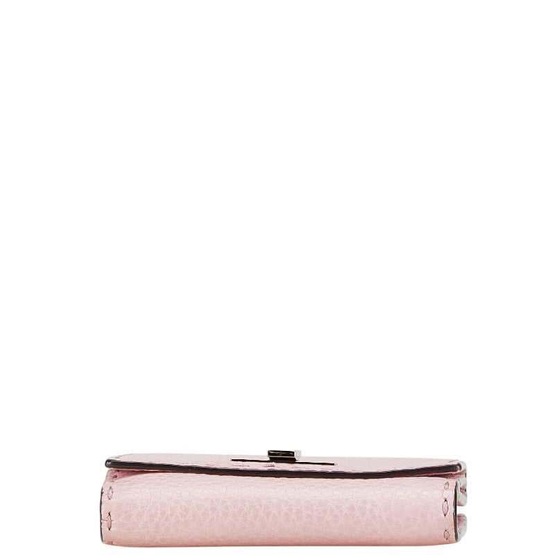 Fendi Selleria Peekaboo Bifold Wallet Pink Leather