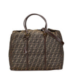 Fendi Zucca Canvas Leather Boston Bag
