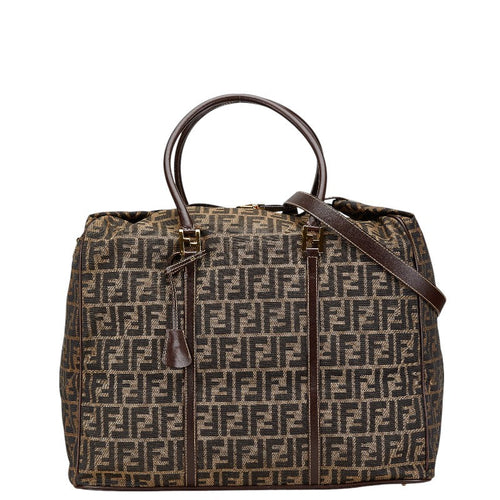 Fendi Zucca Canvas Leather Boston Bag