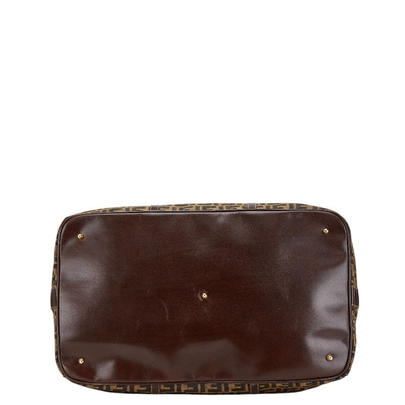 Fendi Zucca Canvas Leather Boston Bag