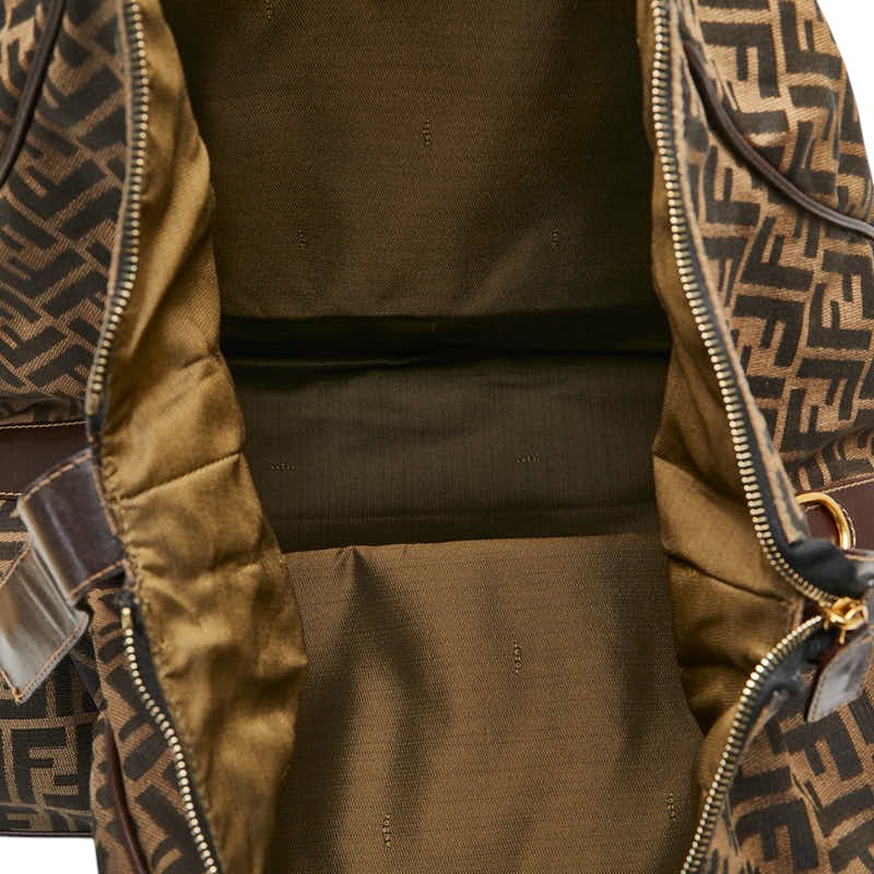 Fendi Zucca Canvas Leather Boston Bag