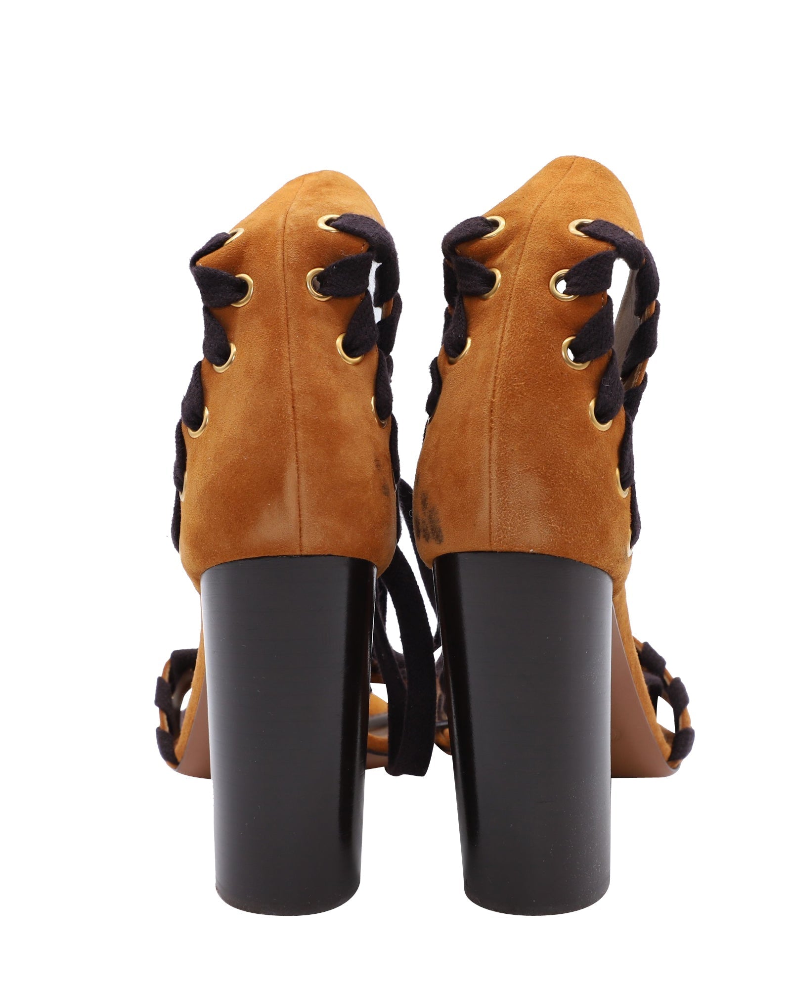 Chloe Miles Lace Up Sandals in Brown Suede