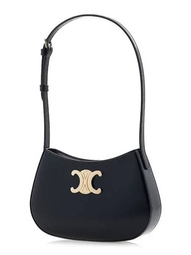 CELINE Tilly Medium Shiny Calfskin Shoulder Bag Black