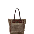 Fendi Zucchino Canvas Leather Tote Bag