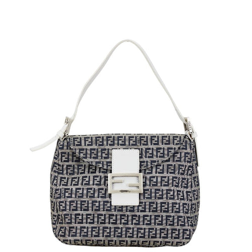 Fendi Zucchino Canvas Leather Shoulder Bag 8BR004