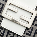 Fendi Zucchino Canvas Leather Shoulder Bag 8BR004