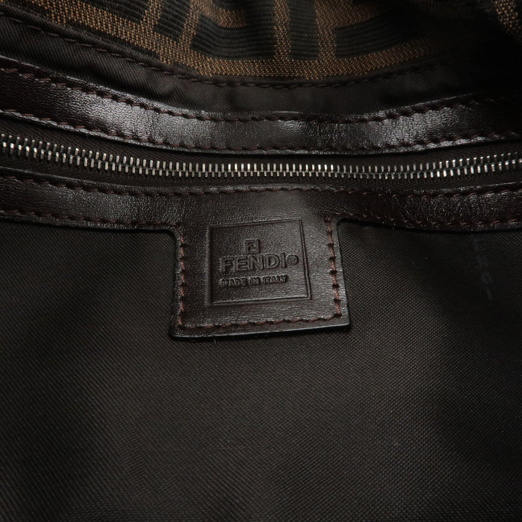 FENDI Zucca Mamma Baguette Canvas Leather Bag Brown Black 26424