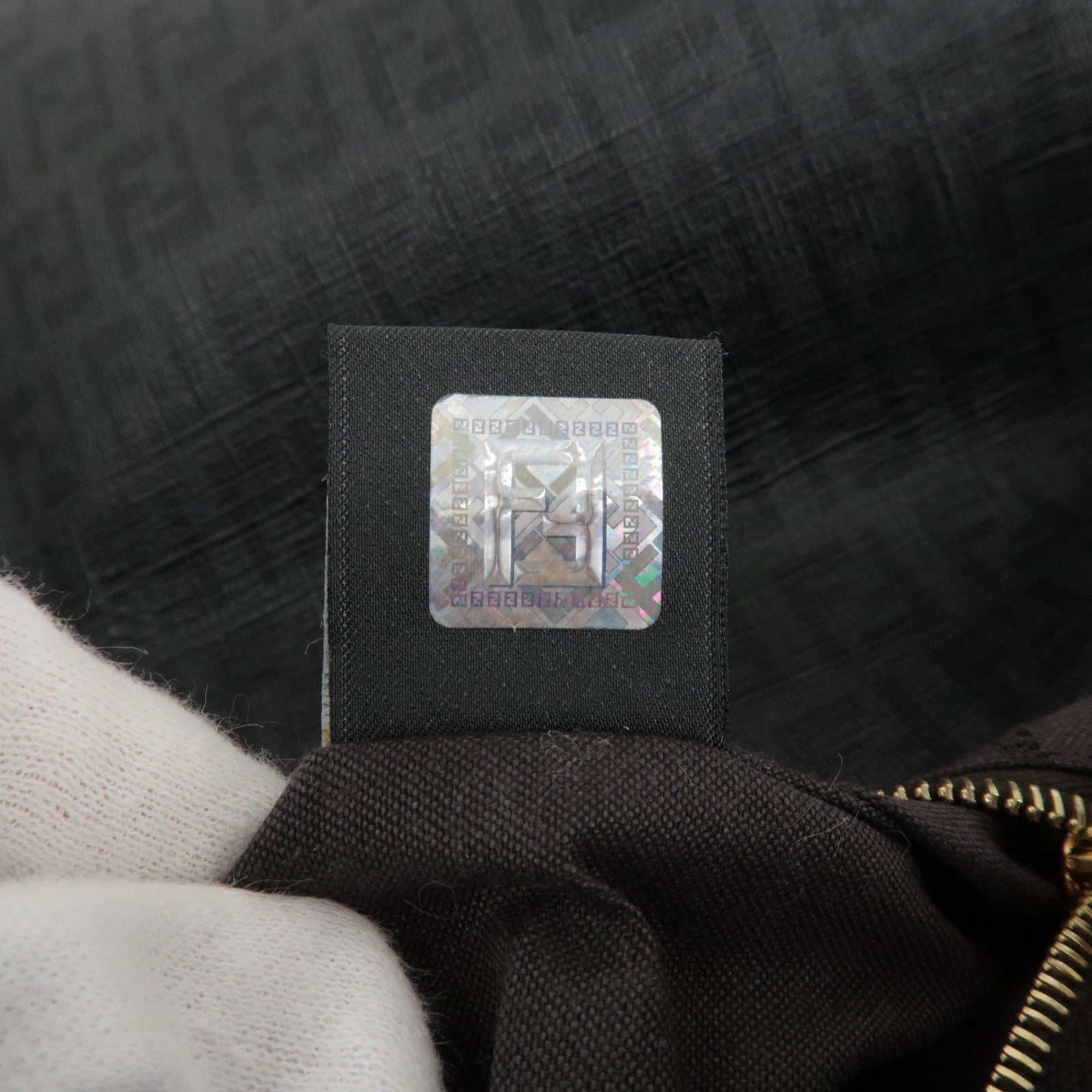 FENDI Zucchino Mamma Baguette PVC Leather Bag Black 8BR001