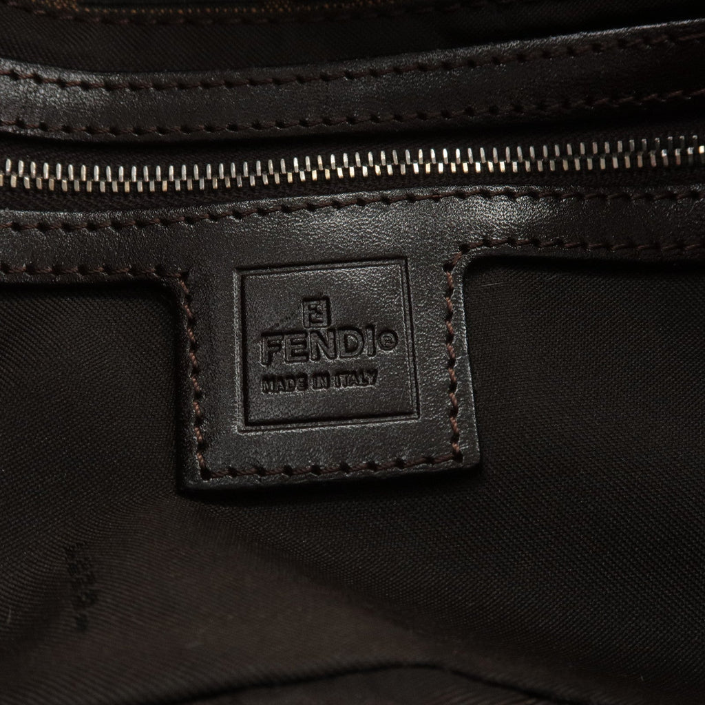 FENDI Mamma Baguette Zucca Canvas Leather Bag Beige 26424