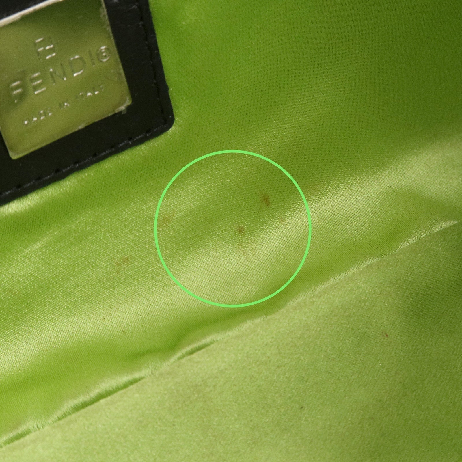 FENDI Mamma Baguette Leather Hand Bag Shoulder Bag Black Green