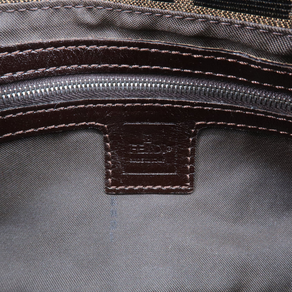 FENDI Mamma Baguette Zucca Canvas Leather Bag Brown 26424