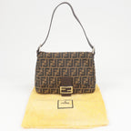 FENDI Zucca Mamma Baguette Canvas Leather Shoulder Bag 26325