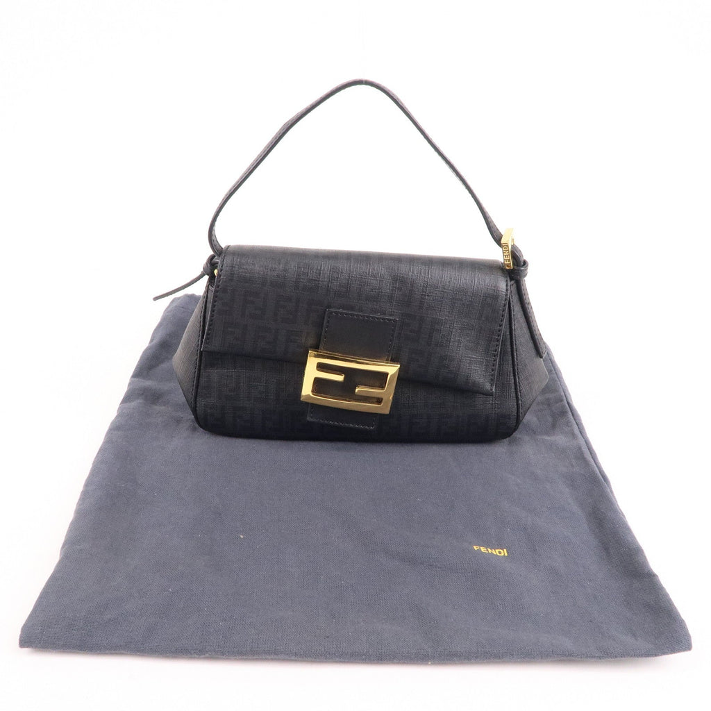 FENDI Zucchino Mamma Baguette PVC Leather Hand Bag Black 8BR180
