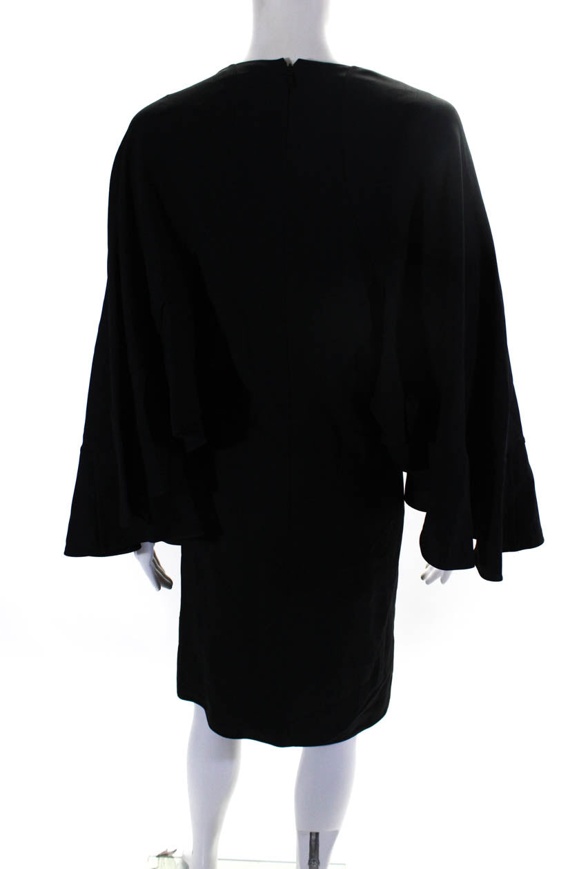 Chloe Womens Ruffled Flounce Sleeve Knee Length A-Line Dress Black