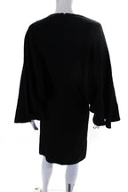 Chloe Womens Ruffled Flounce Sleeve Knee Length A-Line Dress Black