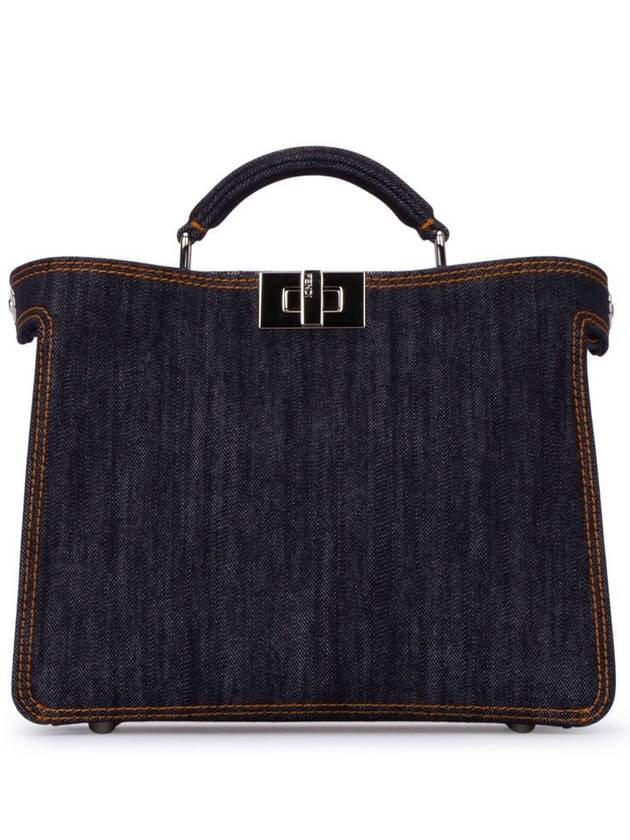 Fendi Peekaboo ISeeU Mini Denim Tote Bag Navy Blue