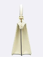 Fendi 8BN321 Ivory Leather Peekaboo I SEE U IC Medium Top Handle Bag Shoulder Strap 2WAY