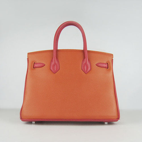 Hermes Birkin 30cm Togo Leather Handbags Red/Orange/Green Silver